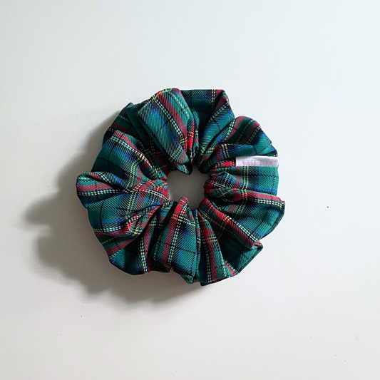 Green Plaid Scrunchie