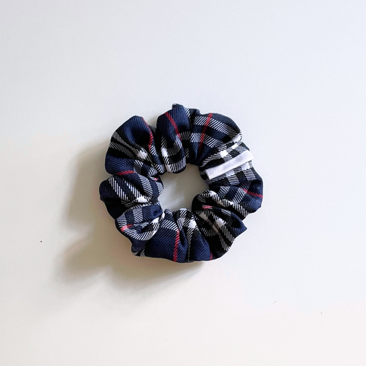 Blue plaid scrunchie